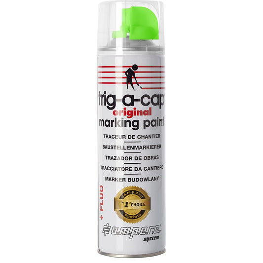 Construction site marking spray, content 500 ml, solvent-based, pack of 12 cans, green fluo.