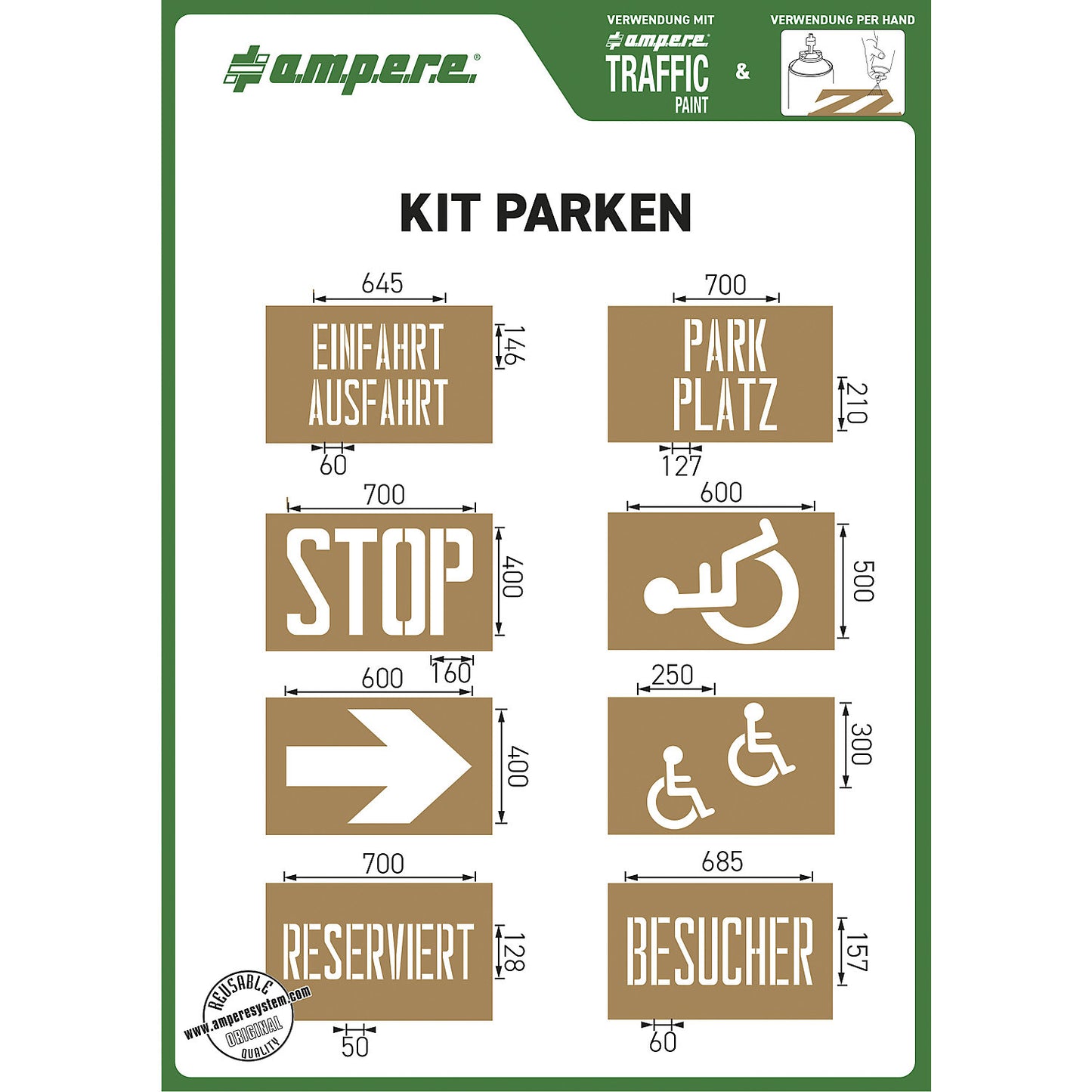 Stencil set, industrial premises, text and symbol, 8 assorted stencils, cardboard.
