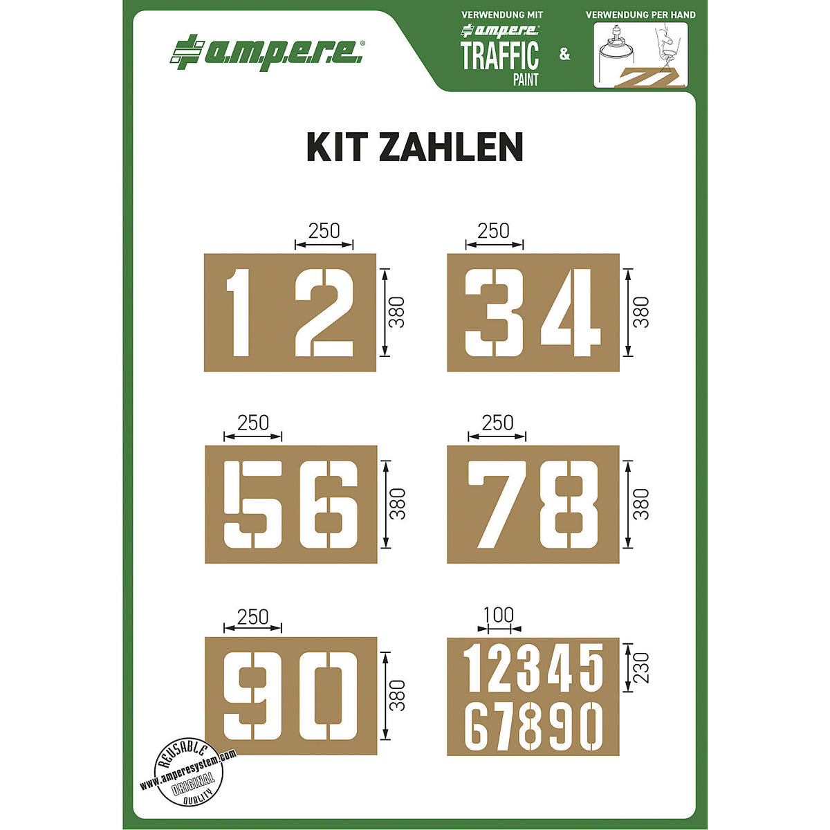 Stencil set, numbers, 6 assorted stencils, cardboard.