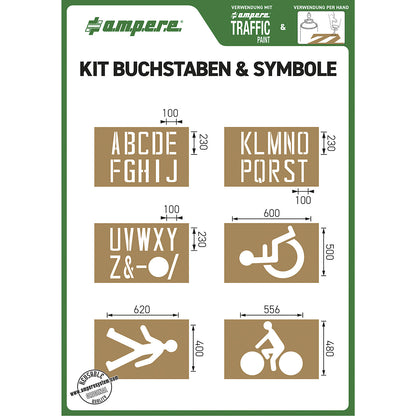 Stencil set, letters and symbols, 6 assorted stencils, cardboard.