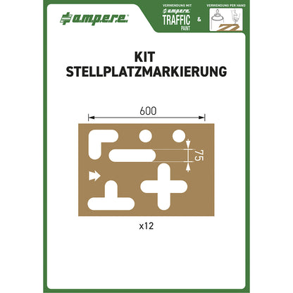 Stencil set, parking space marking, 12 stencils, cardboard.