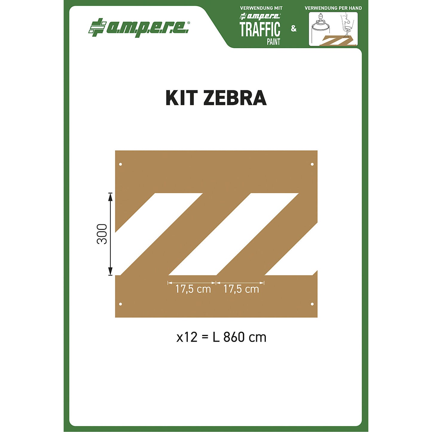 Stencil set, for zebra crossings, 12 stencils, cardboard.