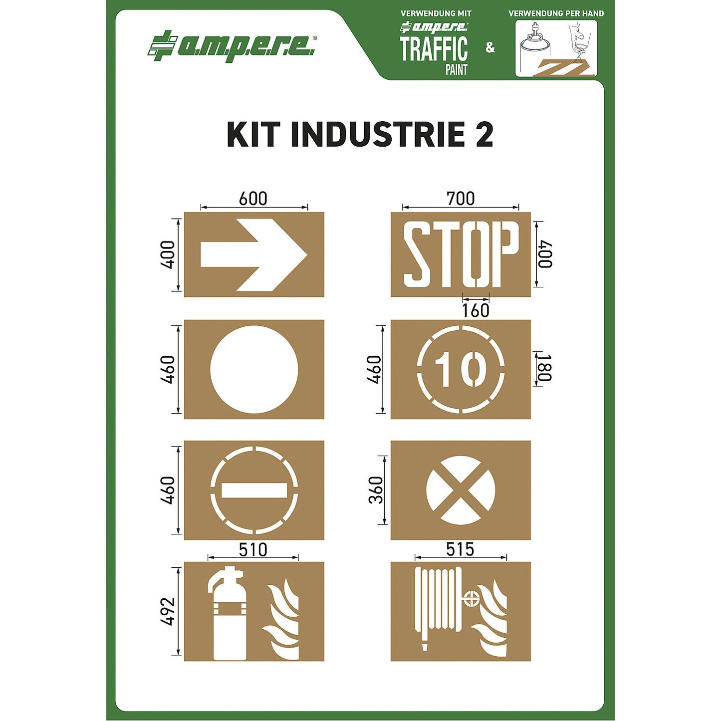 Stencil set, industry 2, 8 assorted stencils, cardboard.