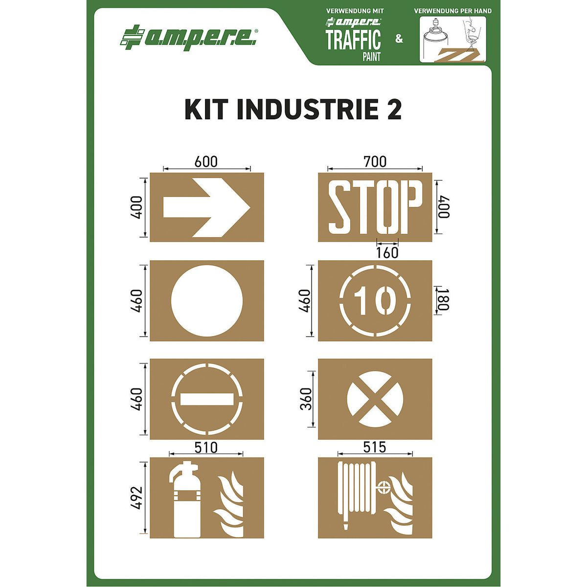 Stencil set, industry 2, 8 assorted stencils, cardboard.