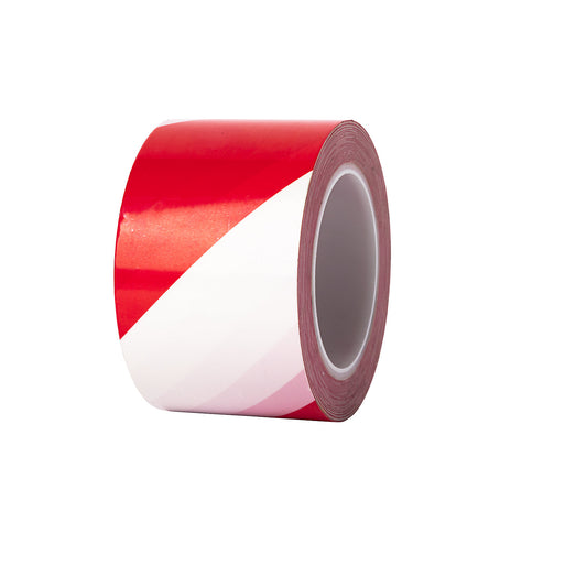 Floor marking tape, extra strong, width 50 mm, thickness 0.2 mm, red/white.