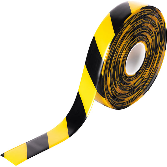 Floor marking tape, extra strong, width 50 mm, yellow/black.