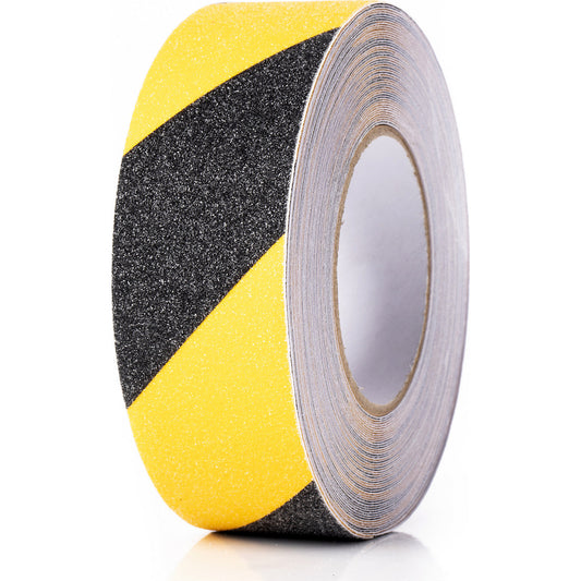 Floor marking tape, anti-slip, width 50 mm, yellow/black.