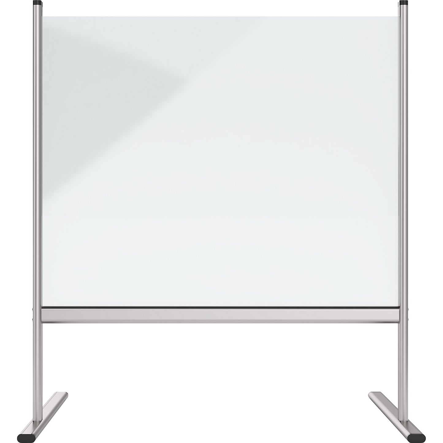 Acrylic glass hygienic partition wall with aluminium frame, feet, transparent, WxH 1015 x 925 mm.