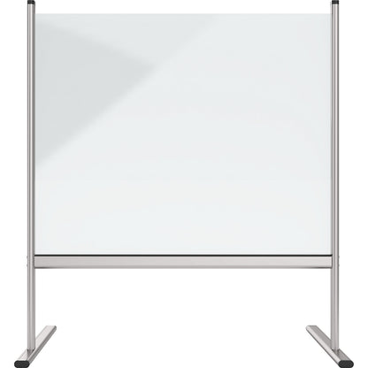 Acrylic glass hygienic partition wall with aluminium frame, feet, transparent, WxH 1015 x 925 mm.