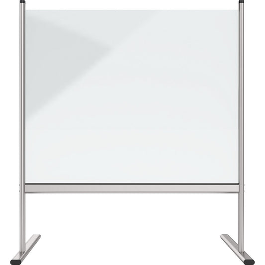 Acrylic glass hygienic partition wall with aluminium frame, feet, transparent, WxH 1015 x 925 mm.
