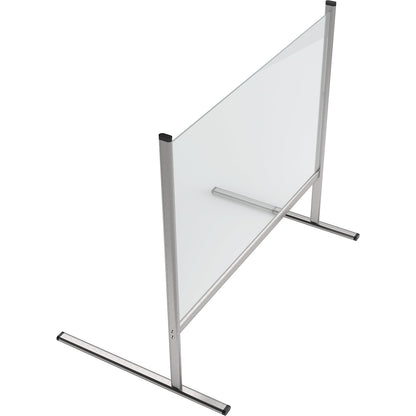 Acrylic glass hygienic partition wall with aluminium frame, feet, transparent, WxH 1015 x 925 mm.