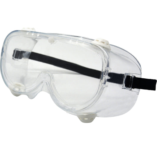 Full vision protective goggles EN 166 (pack of 10 or 200 pieces), with ventilation valve, transparent, pack of 200.