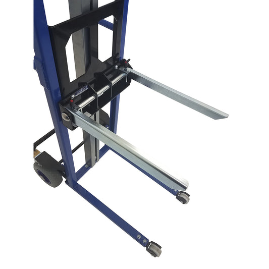 Box fork for material lifter and lift truck, LxW 450 x 140 - 330 mm, adjustable.