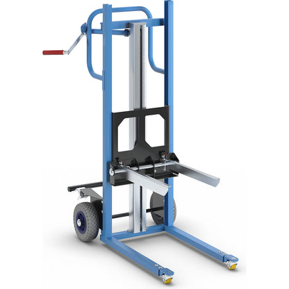 Lift truck, with adjustable box fork, lifting range 110 - 970 mm.