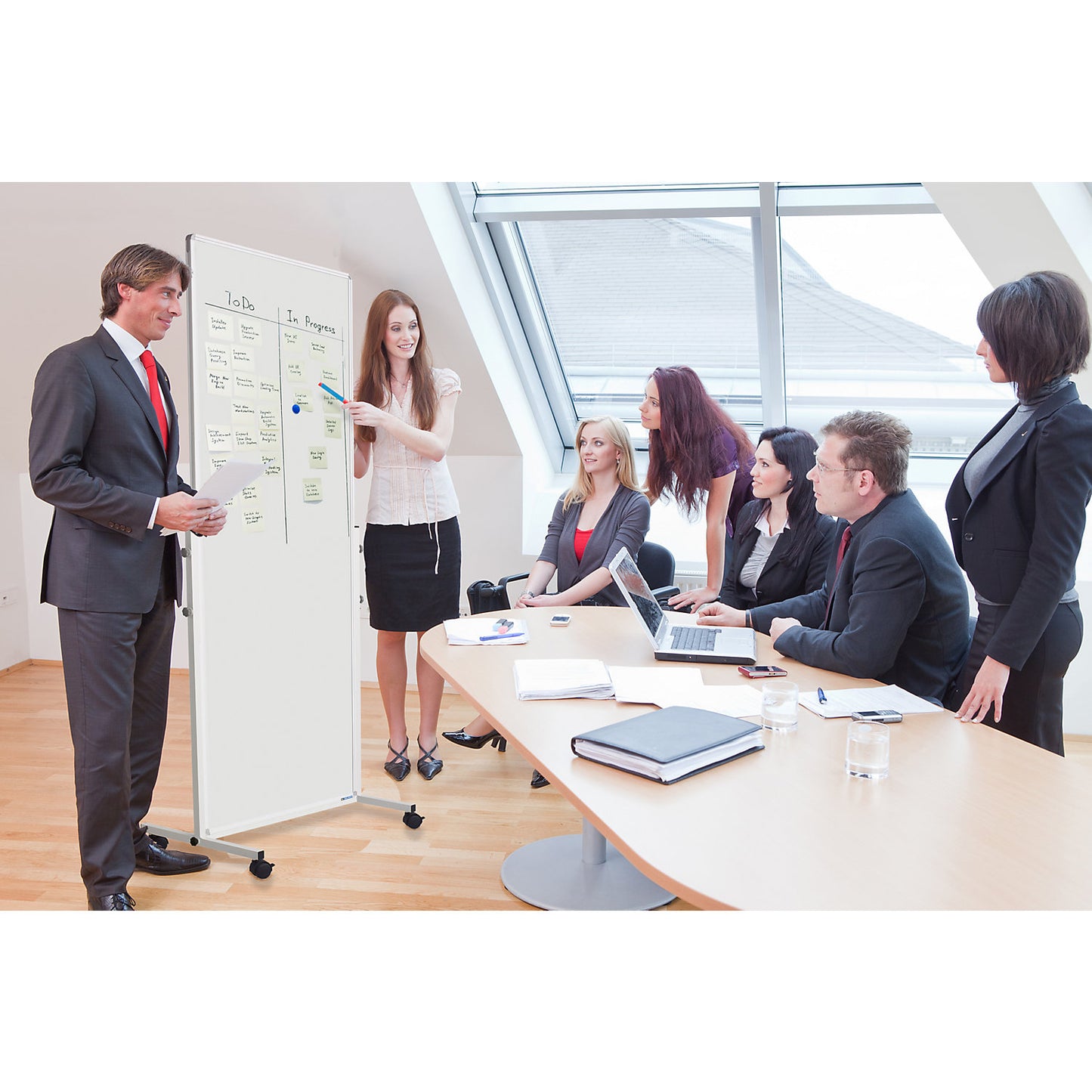 Whiteboard, mobile, sheet steel, painted, HxWxD 1900 x 1265 x 505 mm.
