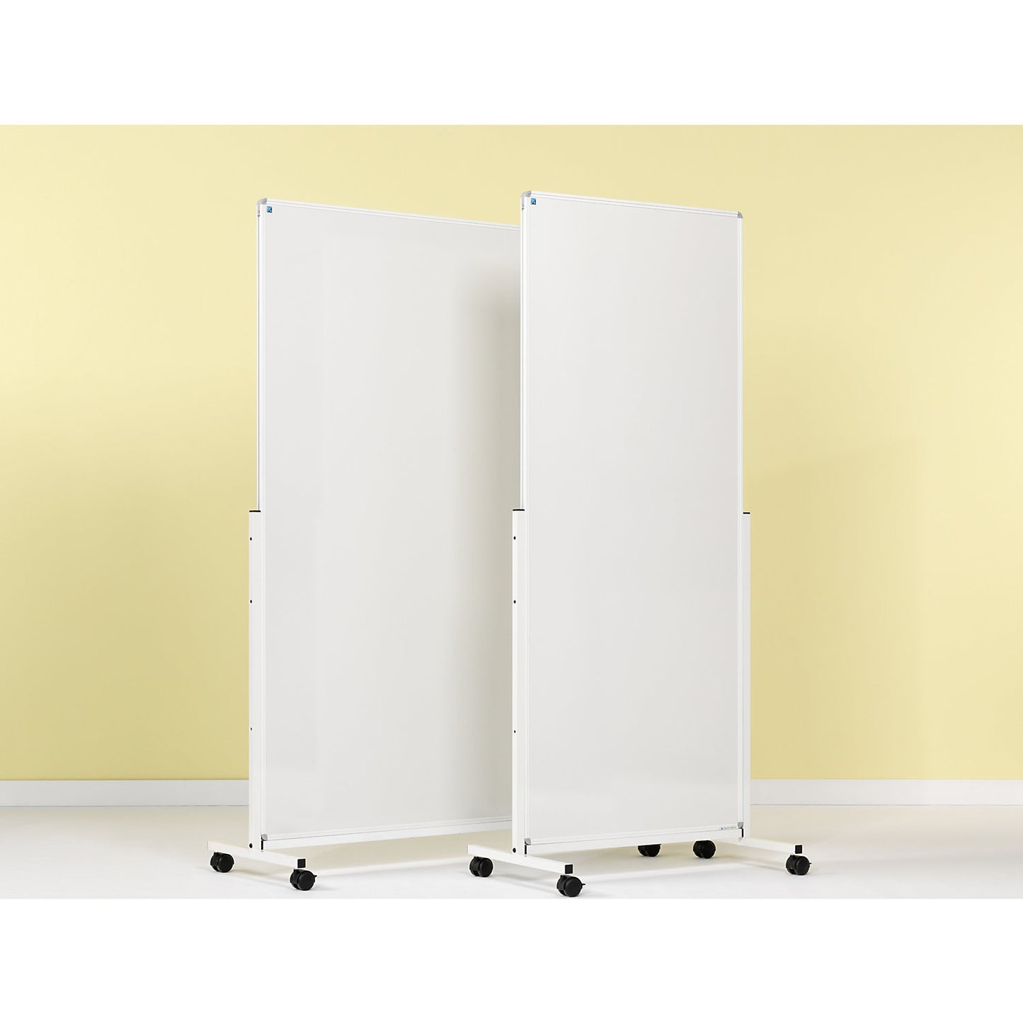 Whiteboard, mobile, sheet steel, enamel, HxWxD 1900 x 1265 x 505 mm.