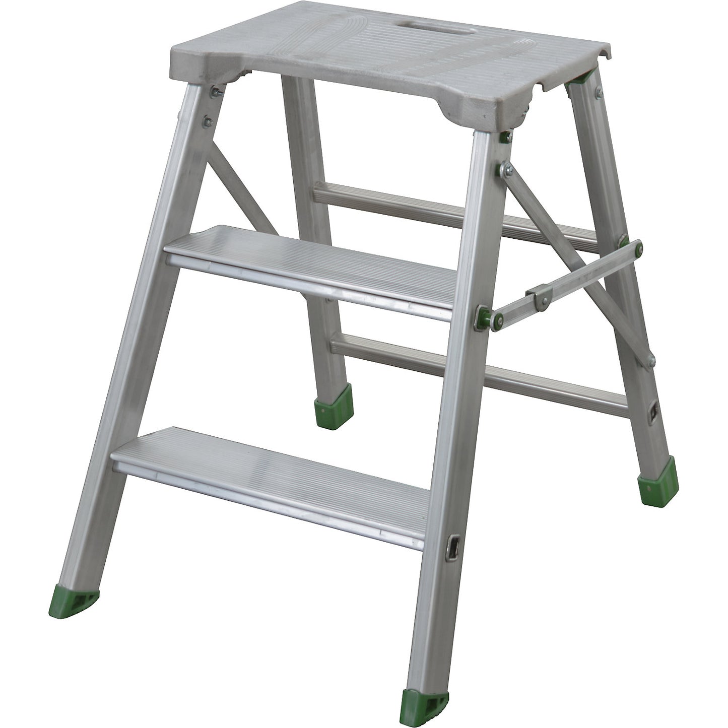 Aluminium folding step, single sided access, 3 steps incl. platform.
