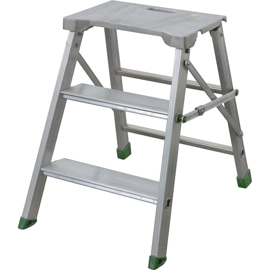 Aluminium folding step, single sided access, 3 steps incl. platform.