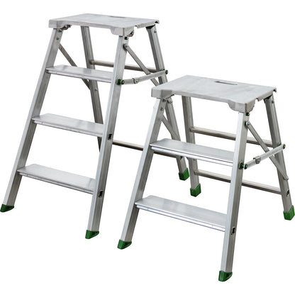 Aluminium folding step, single sided access, 3 steps incl. platform.