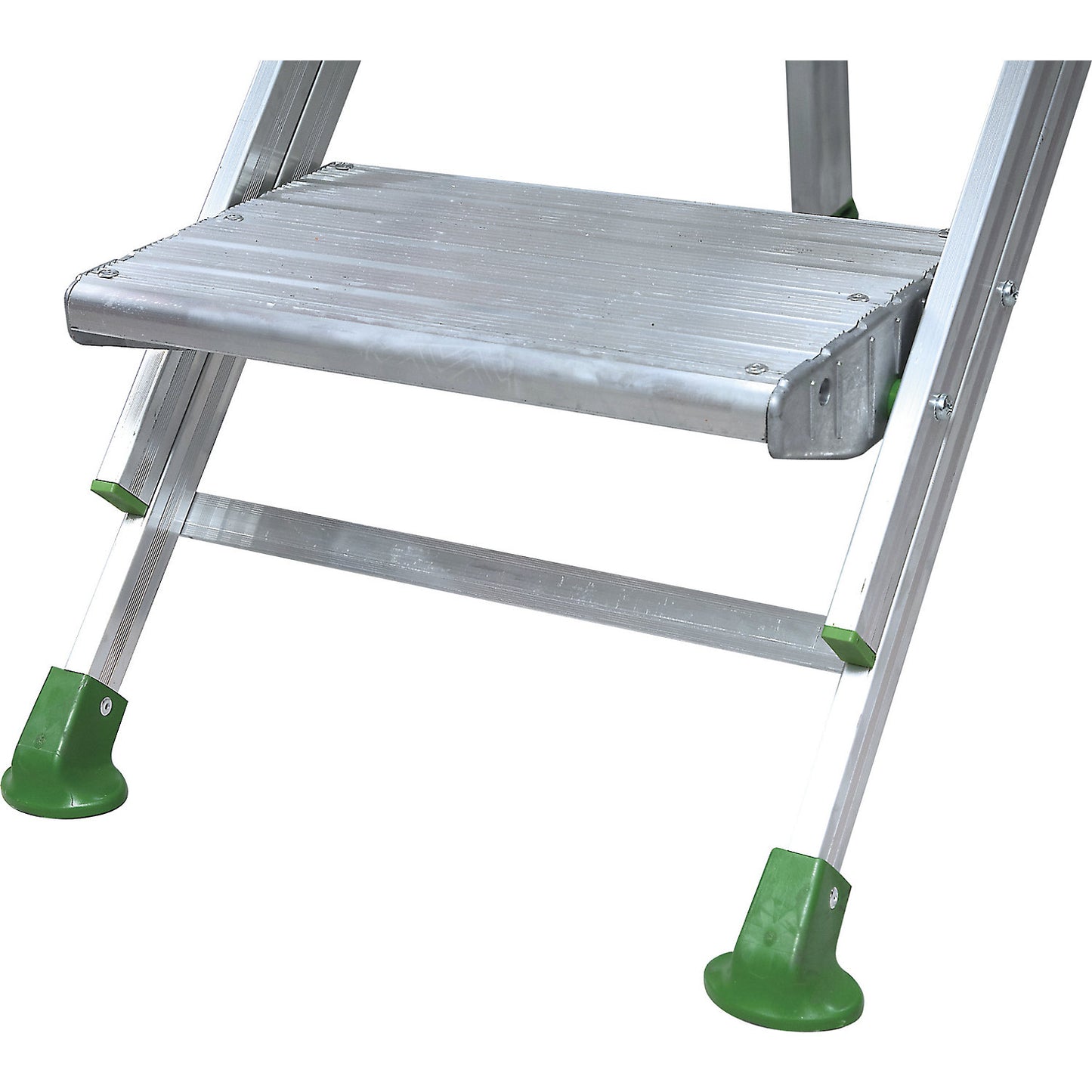 Folding steps made of aluminium, without safety rail, 2 steps.