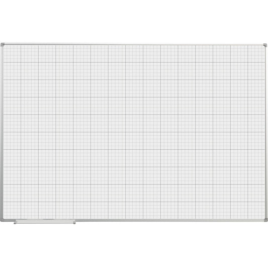 Grid board, painted white, WxH 1500 x 1000 mm, 20 x 20 / 100 x 100 mm grid.