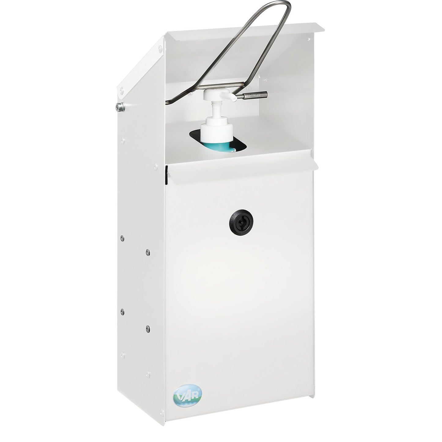 Hand disinfectant dispenser with wall bracket, lockable, white.