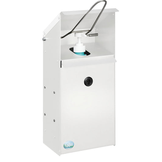 Hand disinfectant dispenser with wall bracket, lockable, white.