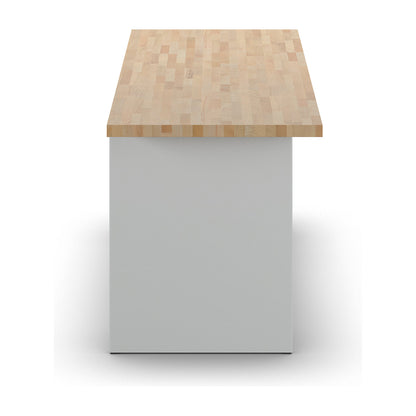 Workbench with closed sides, 3 drawers, 1 door, width 2000 mm, light grey / gentian blue.