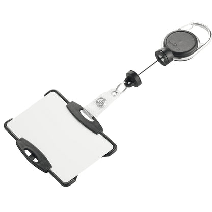 EXTRA STRONG ID badge holder with yoyo, for 1 card, pack of 10, black.