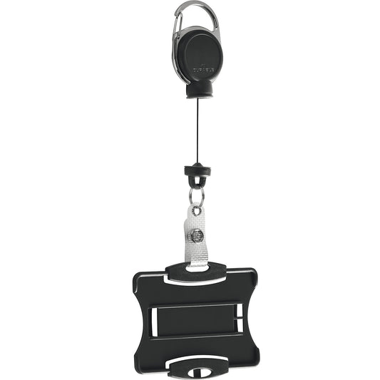 EXTRA STRONG ID badge holder with yoyo, for 1 card, pack of 10, black.