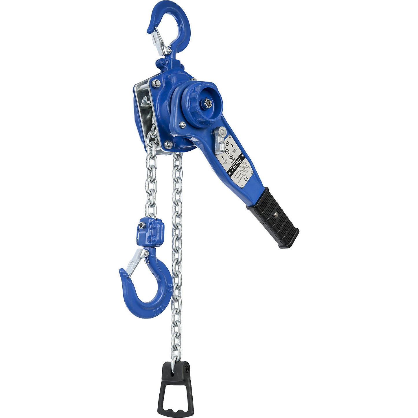 PLX-III ratchet chain hoist, standard lifting height 1.5 m, max. load 750 kg.