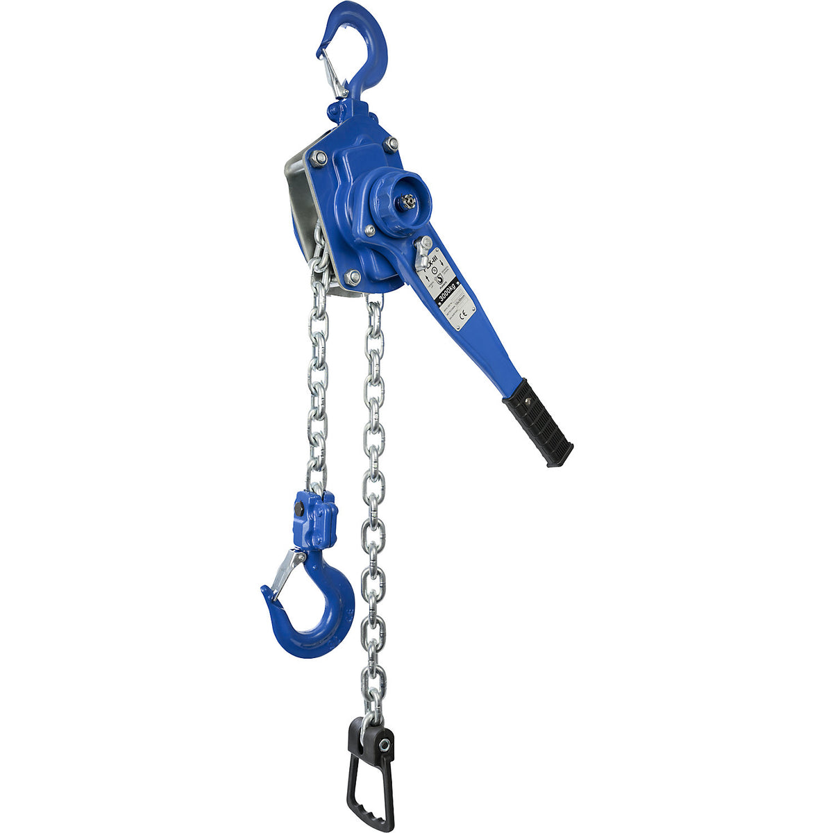 PLX-III ratchet chain hoist, standard lifting height 1.5 m, max. load 3000 kg.