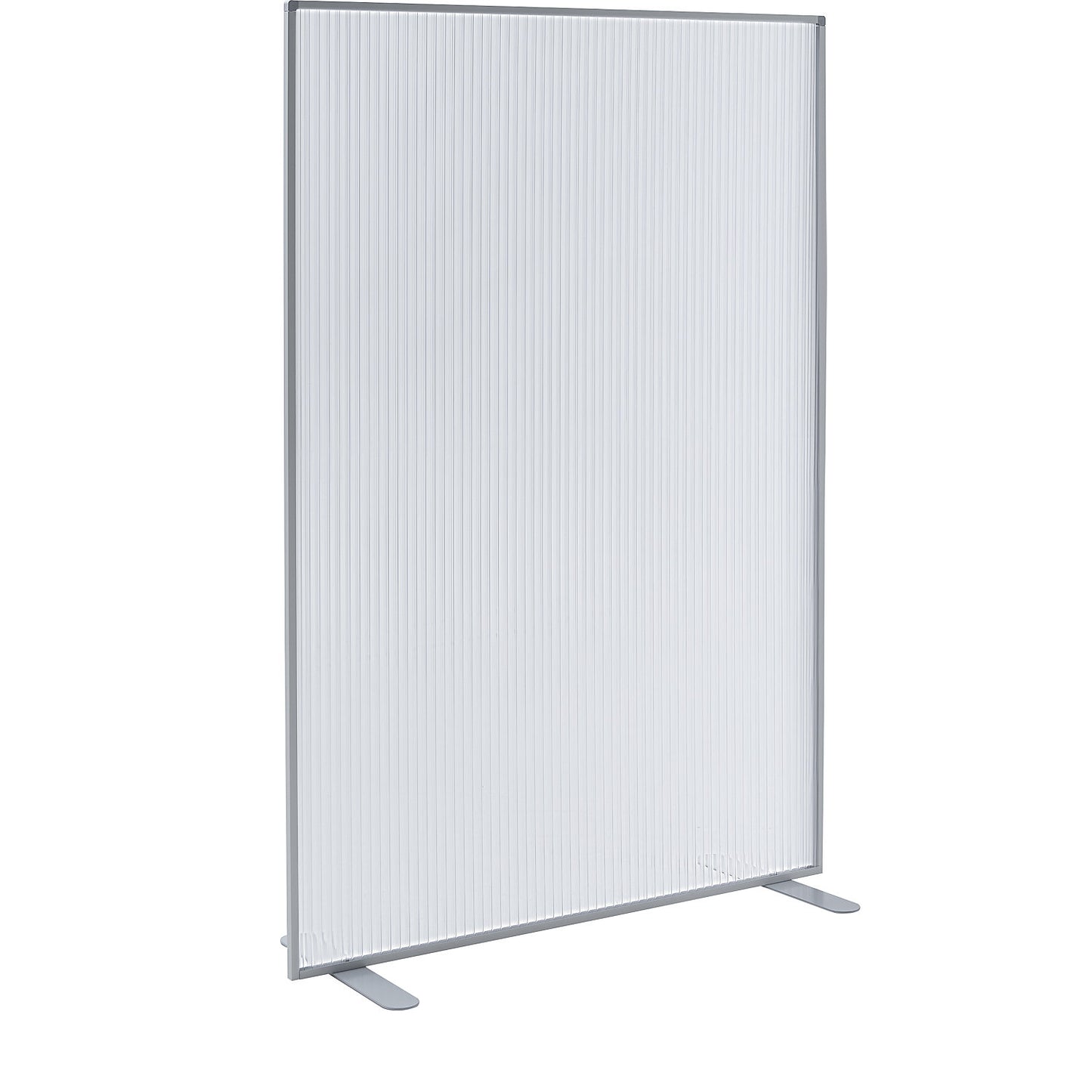 Screen partition, with polycarbonate glass panel, white aluminium, HxWxD 1805 x 1200 x 480 mm.