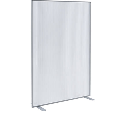 Screen partition, with polycarbonate glass panel, white aluminium, HxWxD 1805 x 1200 x 480 mm.
