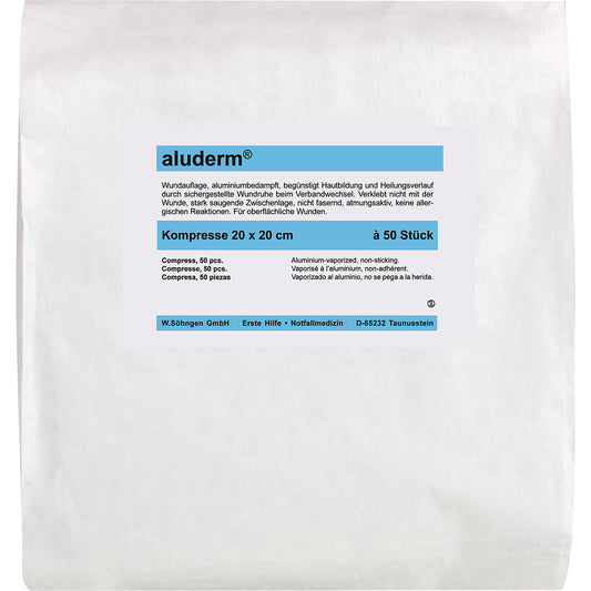 aluderm® compress, sterile packaging, pack of 50, LxW 200 x 200 mm.