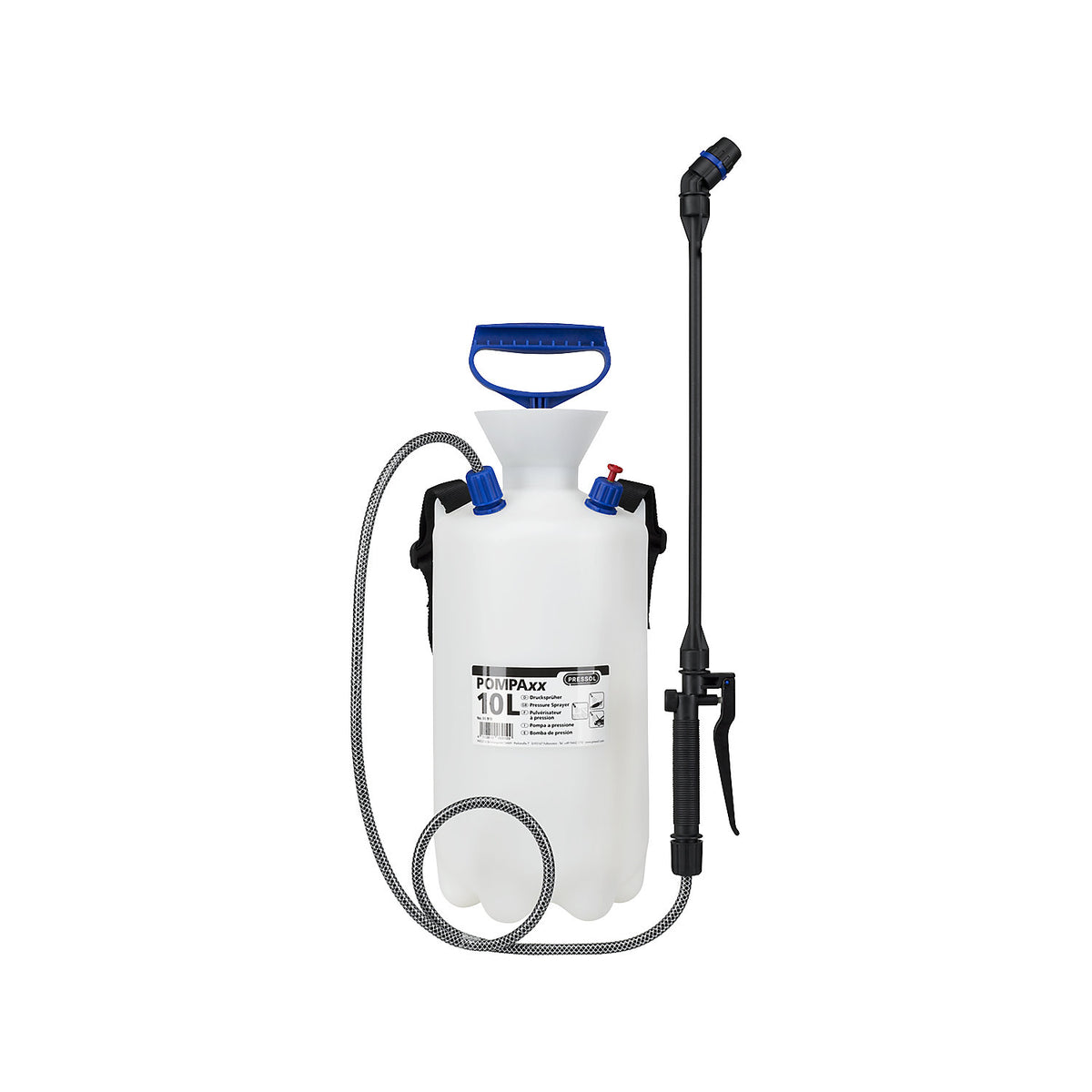 Industrial pressure sprayer, manual, capacity 10 l, strap LxWxH 220 x 220 x 570 mm.