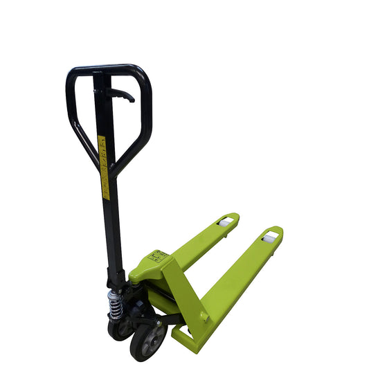 GS 25 pallet truck, solid rubber steering wheels / nylon fork rollers, fork length 1150 mm, single fork rollers.