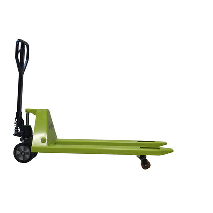 GS 25 pallet truck, solid rubber steering wheels / PU fork rollers, fork length 1150 mm, single fork rollers.