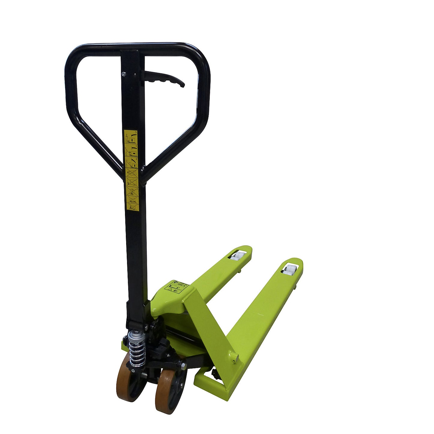 GS 25 pallet truck, PU steering wheels / nylon fork rollers, fork length 1150 mm, tandem fork rollers.