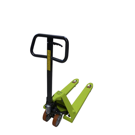 EVO pallet truck, polyurethane steering wheels with aluminium core, fork length 950 mm, single fork rollers.