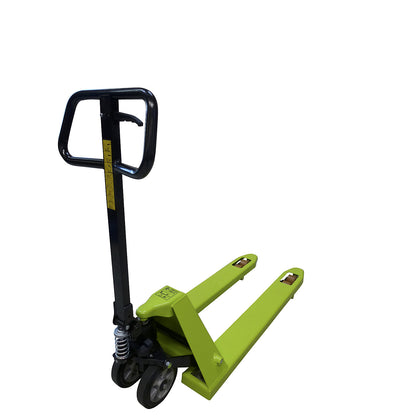 EVO pallet truck, solid rubber steering wheels with aluminium core, fork length 950 mm, tandem fork rollers.