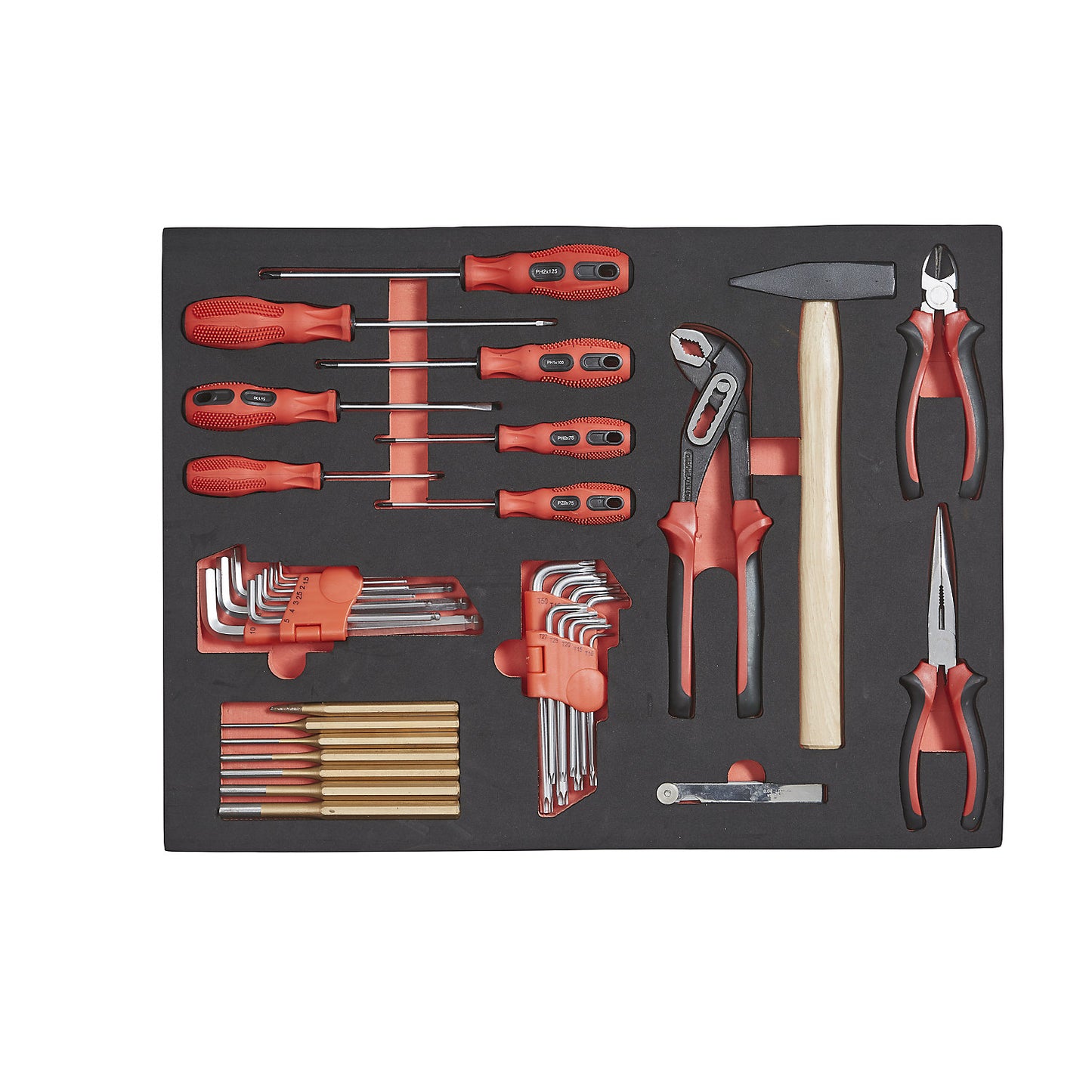 Tool shadow board, manual tools, for WxD 490 x 340 mm.