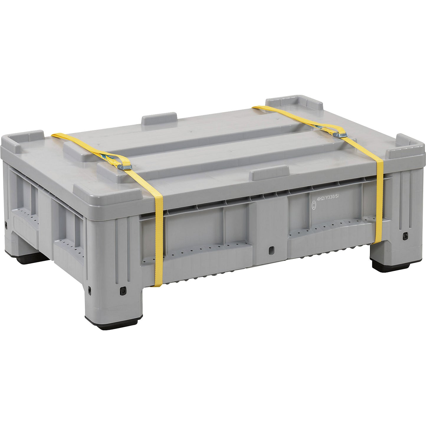 PE storage and transport container for rechargeable batteries, model S, filling weight 300 kg, WxDxH 1200 x 800 x 400 mm.