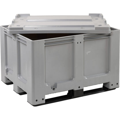 PE storage and transport container for rechargeable batteries, model L, filling weight 400 kg, WxDxH 1200 x 1000 x 760 mm.