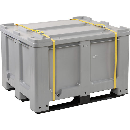 PE storage and transport container for rechargeable batteries, model L, filling weight 400 kg, WxDxH 1200 x 1000 x 760 mm.