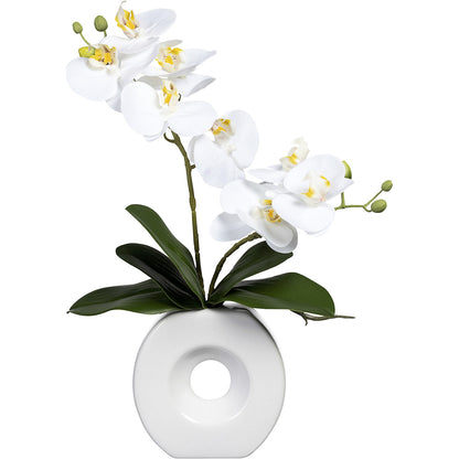 Phalaenopsis, real touch, in a ceramic vase, pack of 2, white.