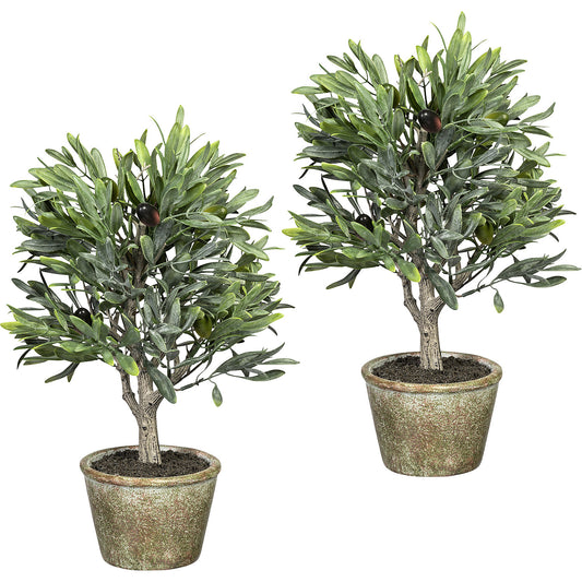 Small olive tree, pack of 2, with 7 olives, height 370 mm, natural pot 115 x 85 mm.