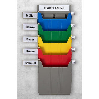 Labelling clip for FLAT/BIG wall-mounted sorting system, large, LxWxH 128 x 7 x 56 mm.