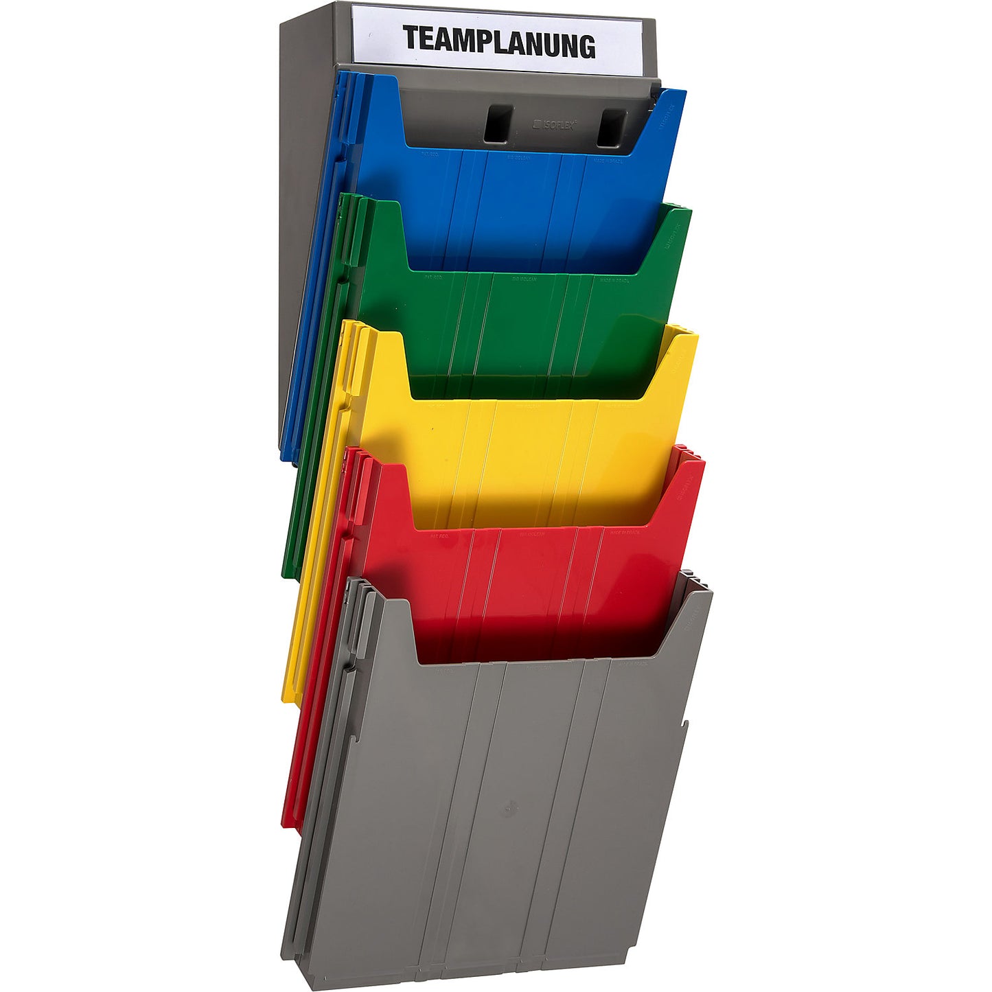 BIG wall-mounted sorting system, for format A4, filling height 34 mm, grey storage compartment.