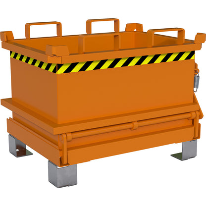 Hinged bottom skip, capacity 0.13 m³, yellow orange RAL 2000.